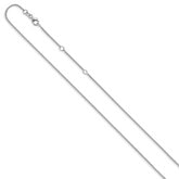 14k White Gold 1.4mm Round Cable 2in+2in Adjustable Chain